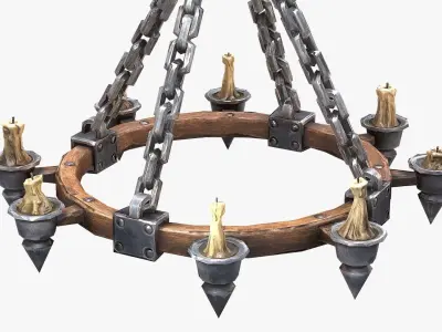 Chandelier with candles Low-poly 3D model