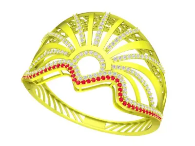 A6436 Luxury Art Diamond Women Bangle Bracelets 3D print model