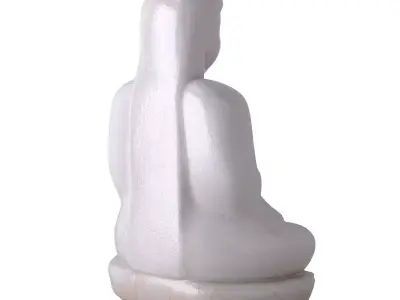 Carved Marble Praying Buddha Statue 3D model