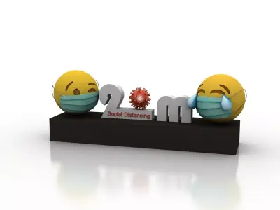 Social Distancing model for coronavirus Low-poly 3D model