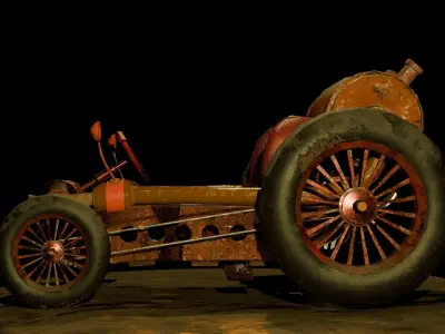 Steampunk Cycle Car Low-poly 3D model