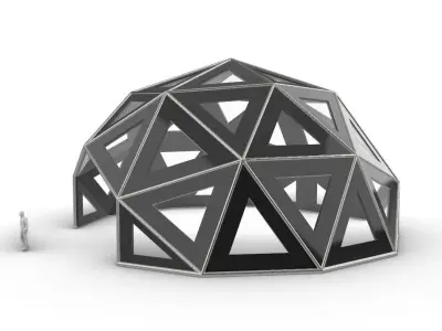 Geodesic Dome Large with Frame and Panels and Entryway 3D model