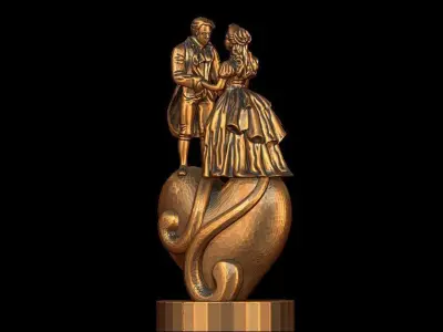 Couple on heart valentines day gift 3D print model