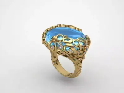 Designer ring 3D print model buy