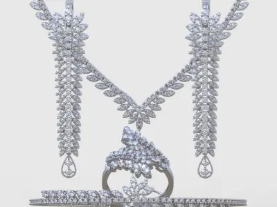 Ring Bracelet Earring and Pendant Set 3D printable model 0072 3D Model Pack