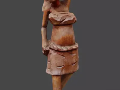 Atilogwu Dancer - Ebony Wood Low-poly 3D model