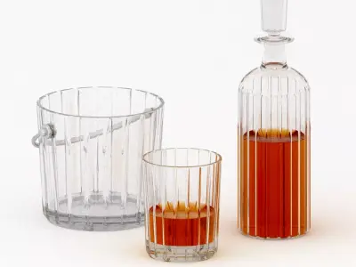 Baccarat set of Harmonie round whisky decanter 3D model