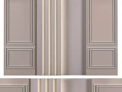 Decor wall with two doors 3D model
