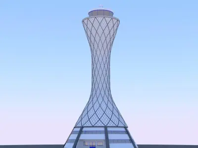 Airport control tower exterior 3D model