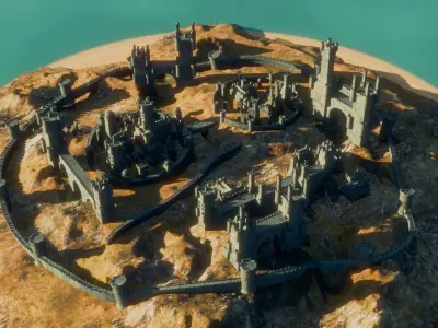 Low poly Castle  Low-poly 3D model