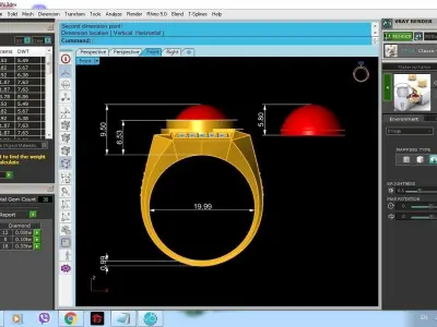 Luxury Oval Gemstone Men Ring with Side Accents  393 3D print model