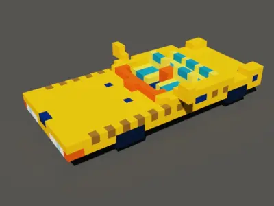Taxi in voxel blocks  3D model