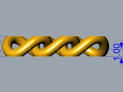 Curb Chain Necklace 3D Model Toggle Clasp Ready for 3DPrinting  3D print model