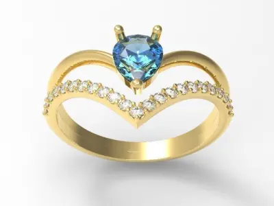 Pear cut diamond ring 3D print model