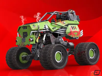 Sci-Fi Survival Monster Truck  Low-poly 3D model
