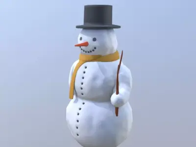 Snowman Low-Poly-Version Low-poly 3D model