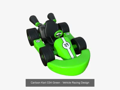 10 Cartoon Karts Green Collection - Vehicle Racing Design 3D Model Pack