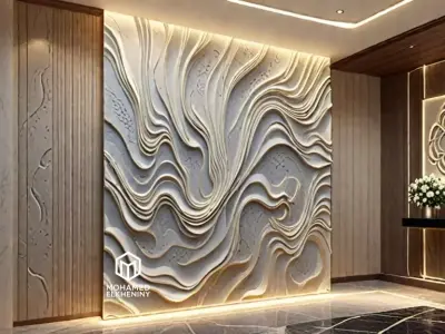 modern panel wall decor set wall relief mural CNC 111 3D model