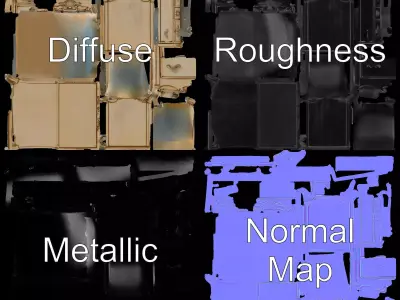 Antique Ivory Dresser model pack Low-poly 3D model