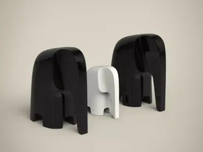 Elephant statue Low-poly 3D model