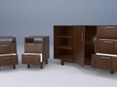 bedroom set with furniture 3D model