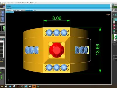 Luxury Oval Gemstone Diamond Ring for Men 4114 3D print model
