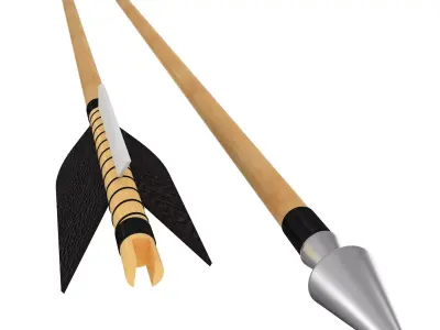 Wooden Arrow Low-poly 3D model