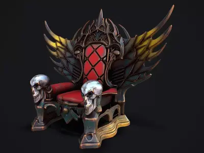Fantasy Throne 7 game ready 3d model Low-poly 3D model