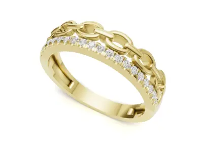 Diamond Chain Ring Trendy Stackable Band 3D print model