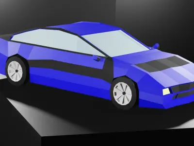 Lowpoly Sport Car - Neon Blue  Low-poly 3D model