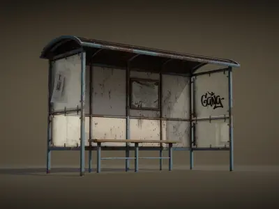 Old Bus Stop Low-poly 3D model