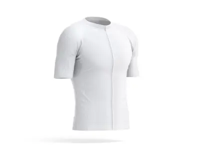 White Men Cycling Jersey - bicycle zipper sport t-shirt 3D model