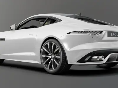 Jaguar F Type White Animated and Rigged Low-poly 3D model