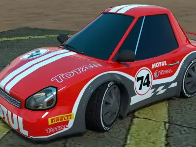 Rigged low poly cartoon racing car MOTUL Low-poly 3D model