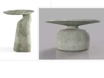 Outdoor engraved concrete Tables Collection
