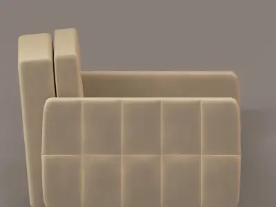 Modern Tufted Beige Sofa 3D Model Low-poly 3D model