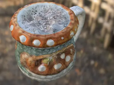 Mushroom Fantasy Mug Low-poly 3D model