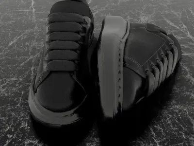 ALEXANDER MCQUEEN 3D SHOES - BLACK GLITTER Low-poly 3D model