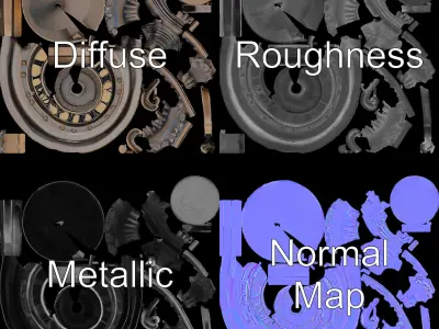 Antique Sundial Clock Model Pack Low-poly 3D model