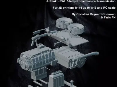 Leopard 2 MTU MB 873 Ka-501 and Renk HSWL 354 transmission 3D print model