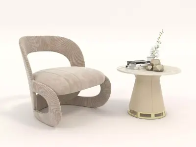 Modern Coffee Table and Armchair Set 40 3D model