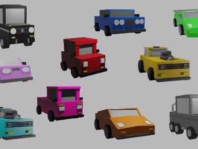 Low Poly Cars Pack with 10 3D model Low-poly 3D model