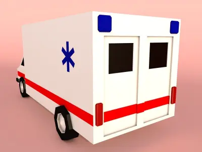 Cartoon low poly ambulance Low-poly 3D model
