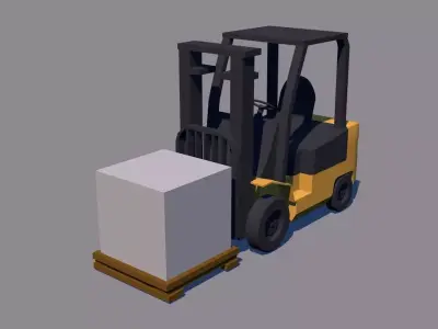 Forklift with box Low-poly 3D model