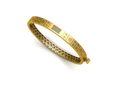Luxury Gold Bracelet with Screw Details and Diamond Setting 3D print model