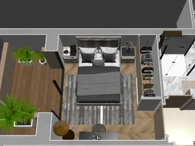 3d floorplan S two bedroom apartment floor plan 3D model