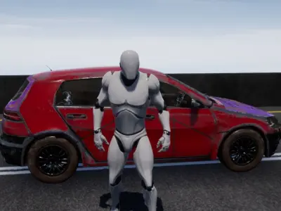 Lowpoly Game Ready  Hatchback beatup car Low-poly 3D model