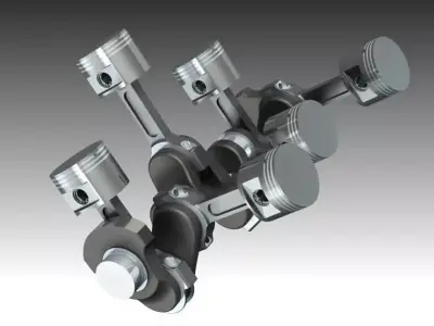 Engine Model four pistons 3D print model