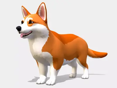 Cartoon Dog - Corgi Low-poly 3D model