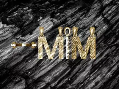 M Letter Alphabet Tiles Texture Pendant 3D Print Model 3D print model